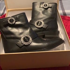 Michael Kors Black Leather Ankle Boots.